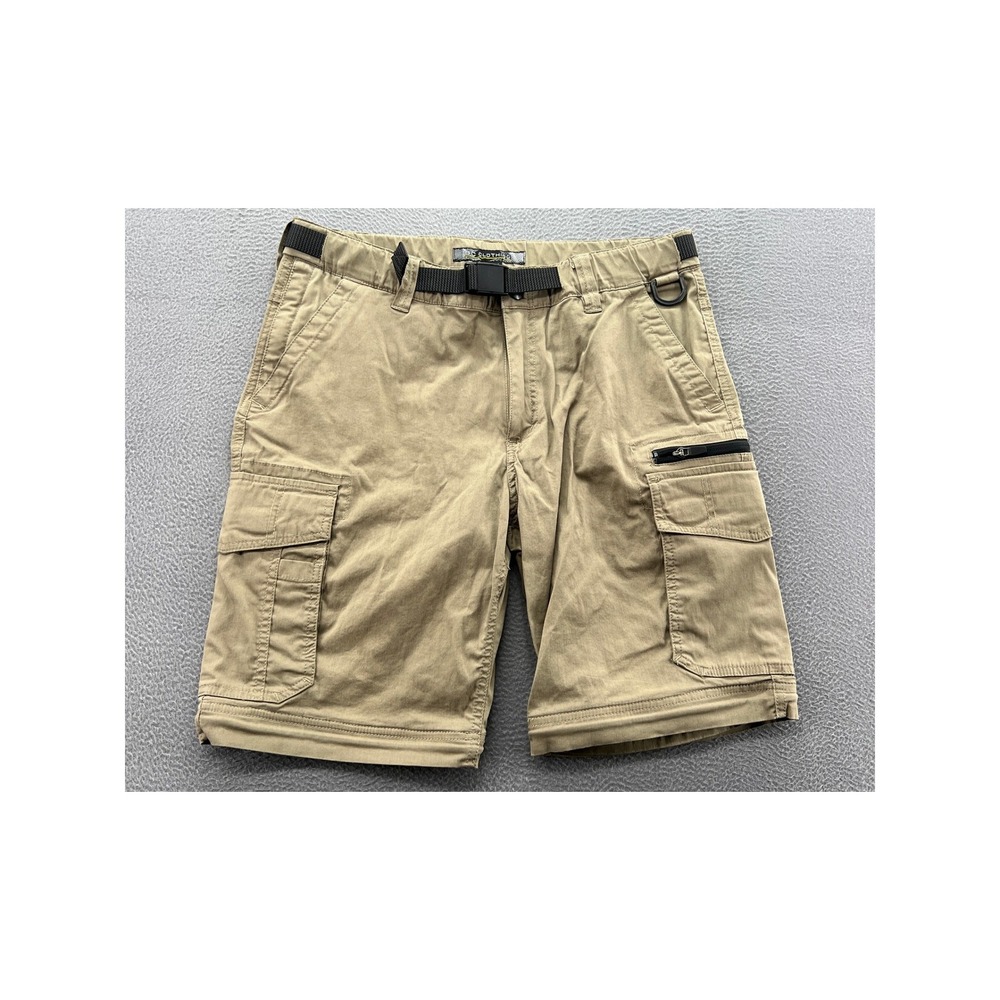 BC Clothing Cargo Shorts Mens Convertible Khaki Tan Size M x 30 Belted Hiking